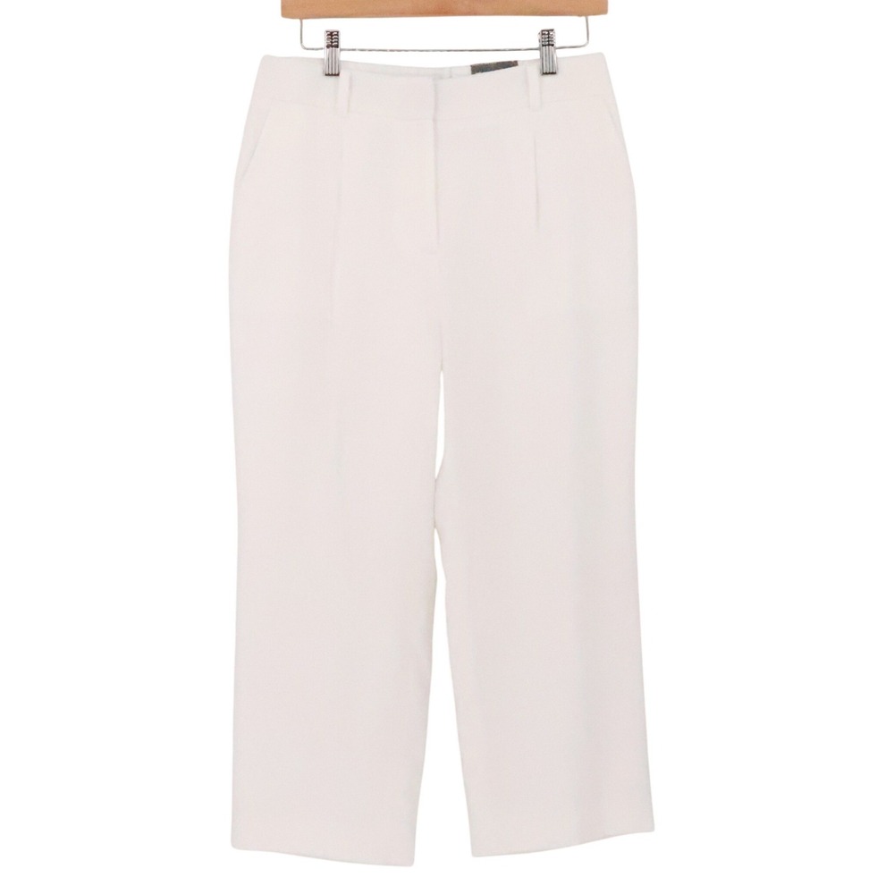 Talbots Bristol Linen Crop Pant Trousers Womens Size 6P White Lined High Waist